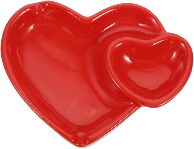 منفضة سيراميك على شكل قلب مقاومة للحرارة حامل رماد مدمج لسطح المكتب ديكور منزلي - Image 1